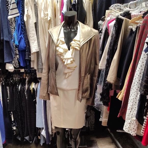Bernardo Metallic Blazer with Ruffle Top - Picture 1 of 7